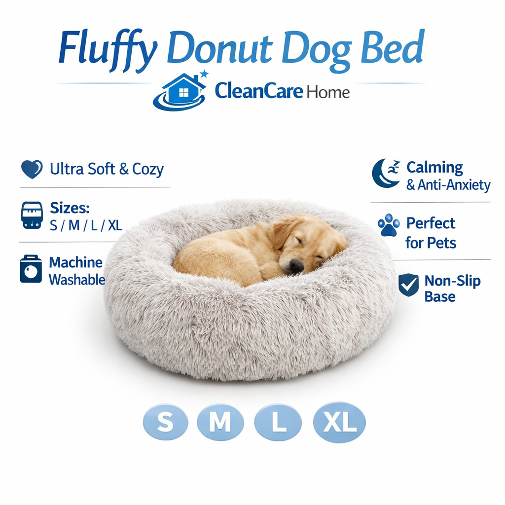 Fluffy Donut Dog Bed  Warm Soft Long Plush Pet Cushion Dog House Cat  Bed Washable Pet Sofa Mat Calming Samll Large Dog Beds